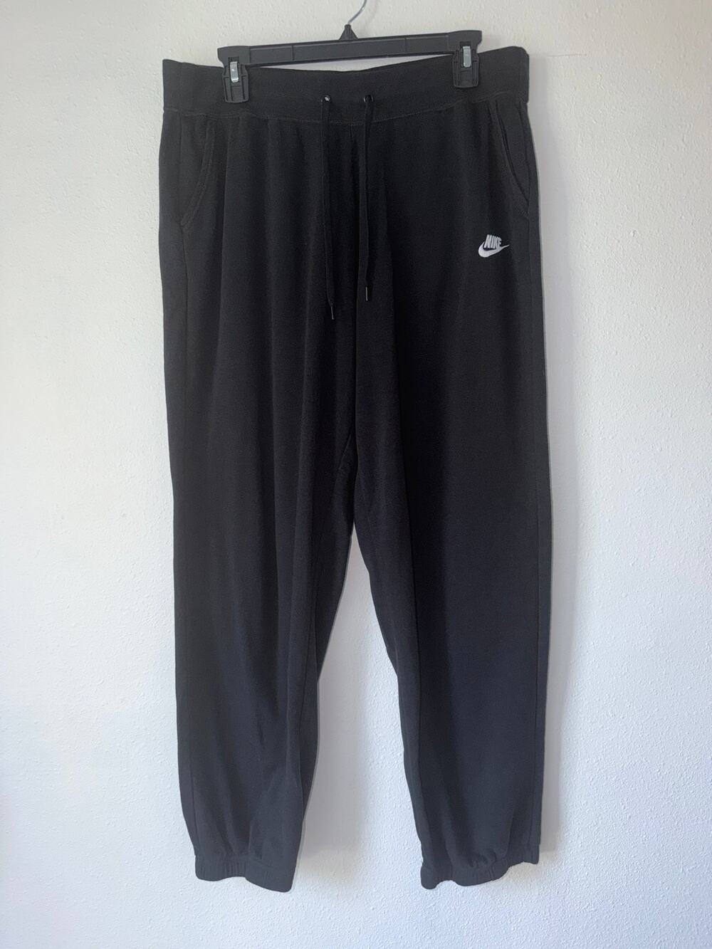 Nike Black Drawstring Athletic Workout  Jogger Sweatpants Cuff Size Men’s XL